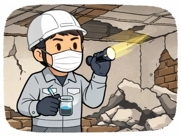 アスベスト調査の現地調査と試料採取